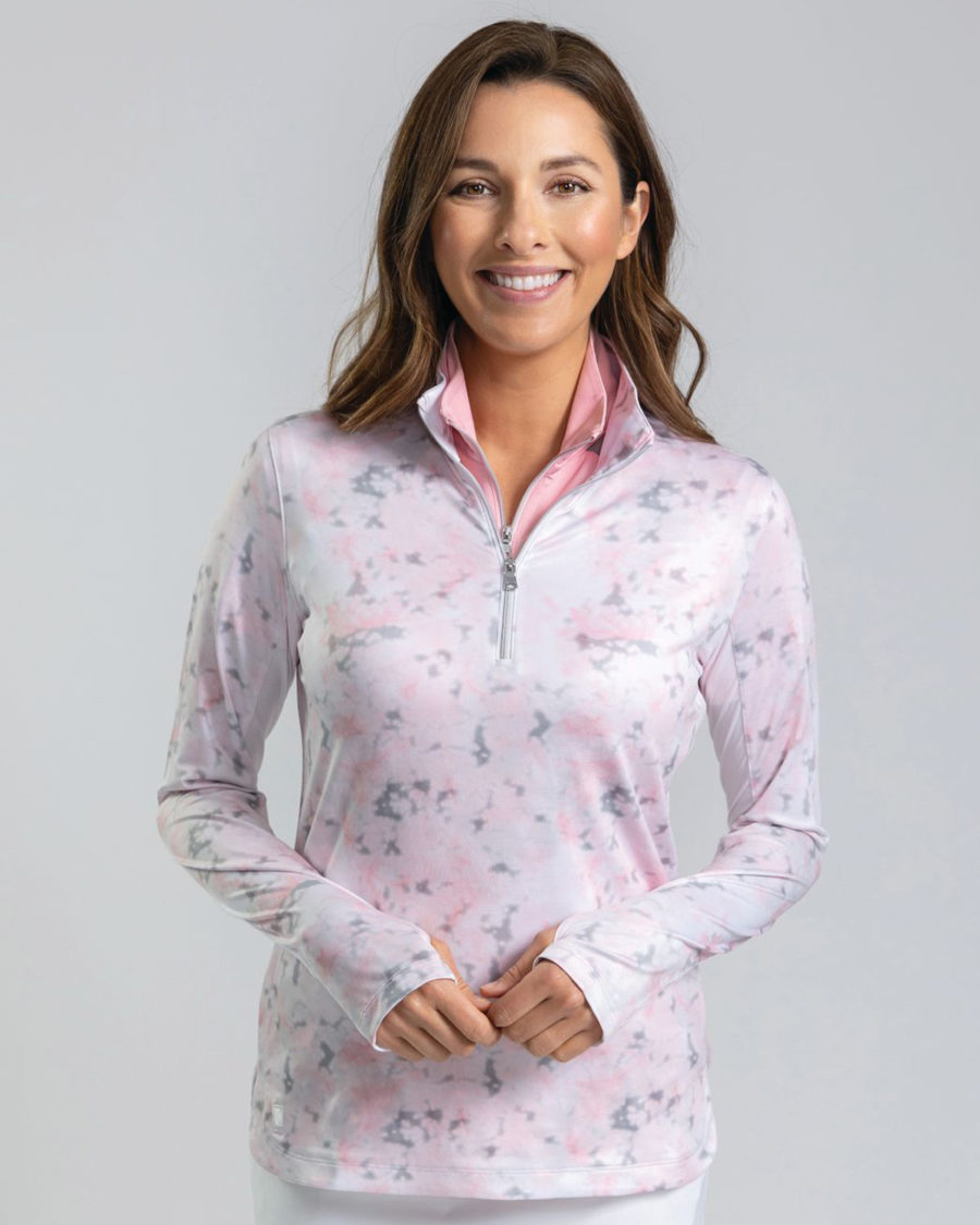 Kate Lord Gypsum L/S Printed 1/4 Zip Cutter & Buck